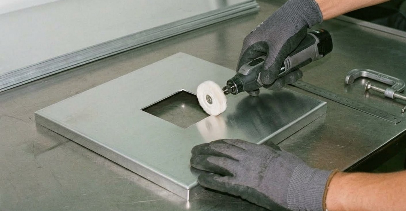 Manos trabajando una pieza en el taller